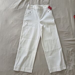 Spanx Stretch Twill Cropped Wide-leg In Bright White Size Medium